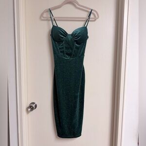 Emerald Green sparkly corset Velvet Dress Holiday Christmas